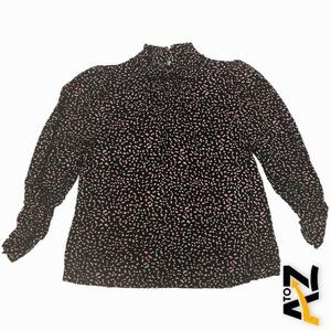 Women's Polka Dot Puff Long Sleeve Blouse Size S Small